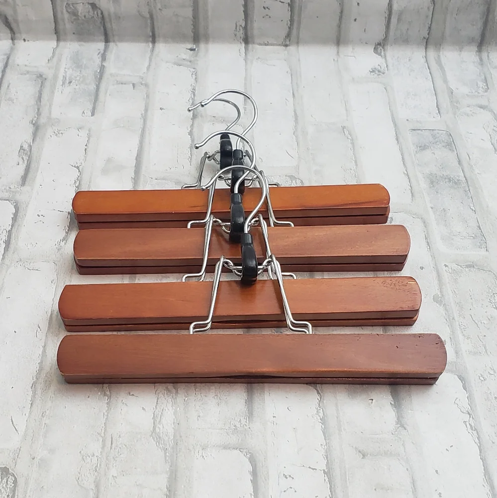 Wooden Non Slip Wood Pant/Skirt Hangers, 4Pk